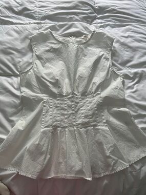 Lalavon boutique White Sleeveless Peplum Top - Classic Women's Summer Top